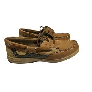 Boat Shoes Tan Brown Leather Lace Up Casual Comfort‎ Loafers